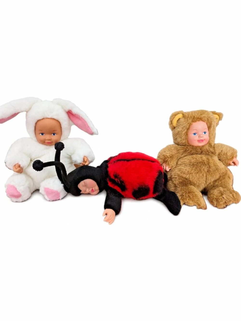 Vintage Anne Geddes Dolls: Bunny + Ladybug + Teddy Bear (Set of 3)